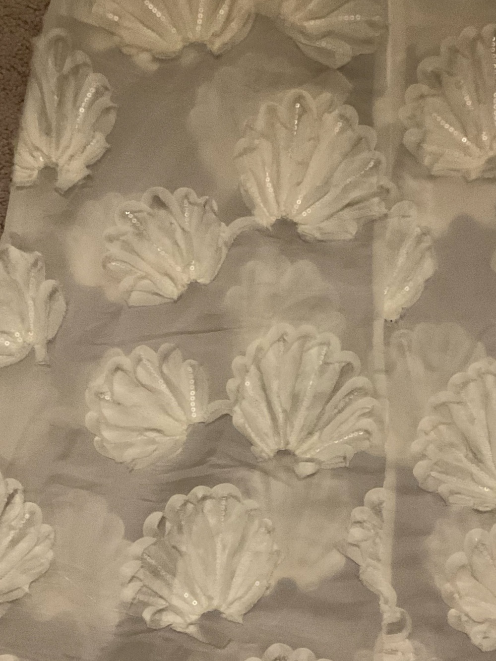 White Fox Sheer Midi Shell Skirt Sheer Cream White Medium - Picture 8 of 10